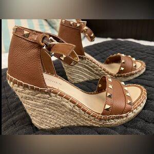 Marc Fisher leather and gold studded sandal size 6